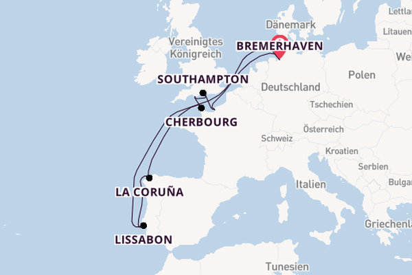 England ab Bremerhaven, Deutschland auf der Mein Schiff 3