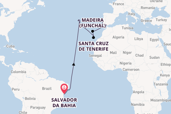 Transatlantic & Repositioning from Salvador da Bahia, Brazil with the Costa Diadema