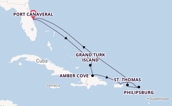 Caribbean from Port Canaveral, Florida, USA with the Star Princess