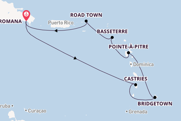 Caribbean from La Romana, Dominican Republic with the Costa Pacifica