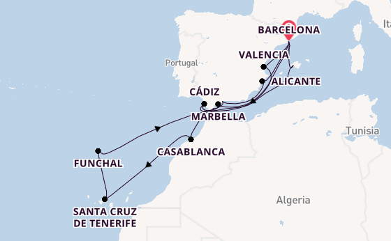 Westelijke Middellandse Zee vanaf Barcelona, Spanje met de EXPLORA II