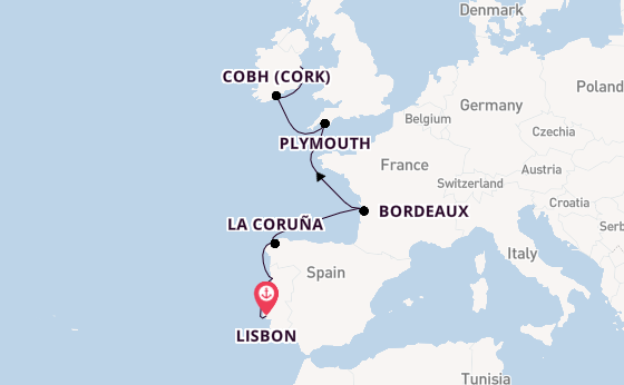 British Isles from Lisbon, Portugal with the Evrima