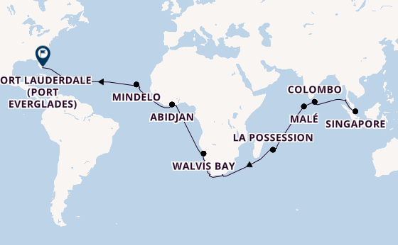 Round-the-World Trip from Singapore, Singapore with the Volendam