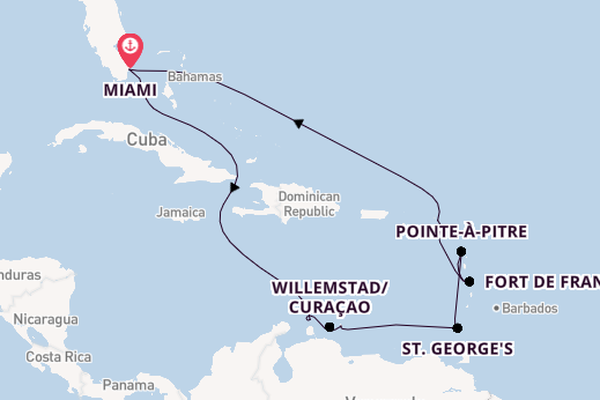 Southern Caribbean from Miami, Florida, USA with the Seven Seas Grandeur