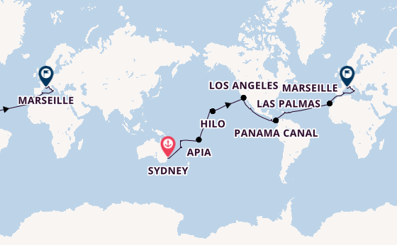 Round-the-World Trip from Sydney, Australia with the MSC Magnifica