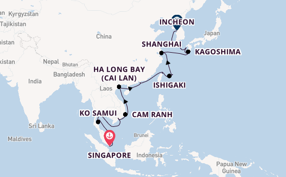 South East Asia from Singapore, Singapore with the Seven Seas Explorer