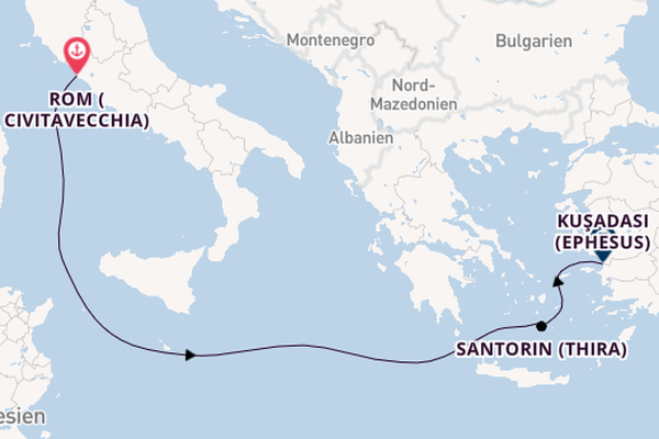 Mittelmeer ab Rom (Civitavecchia), Italien auf der MSC Divina