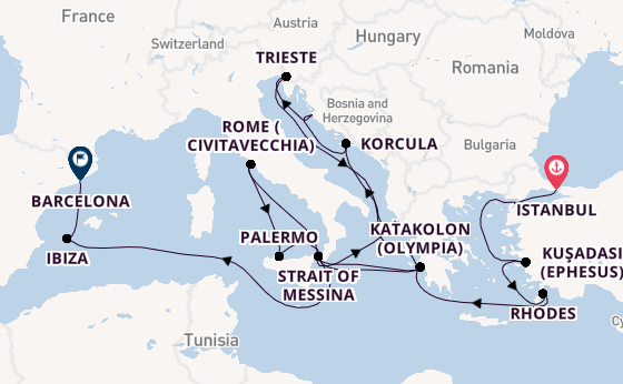 Mediterranean Sea from Istanbul, Turkey with the Queen Elizabeth