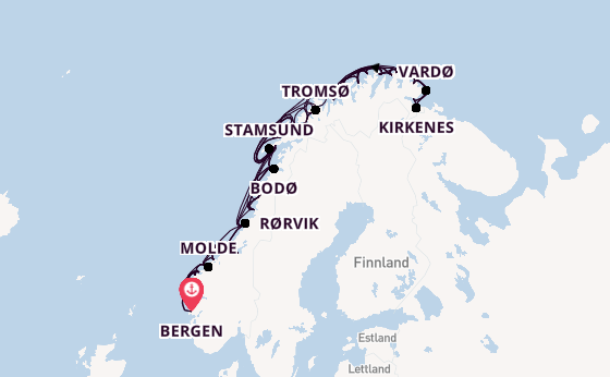 Norwegen ab Bergen, Norwegen auf der MS Kong Harald