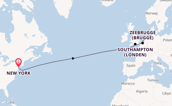 trans-Atlantisch vanaf New York, Verenigde Staten met de Queen Mary 2