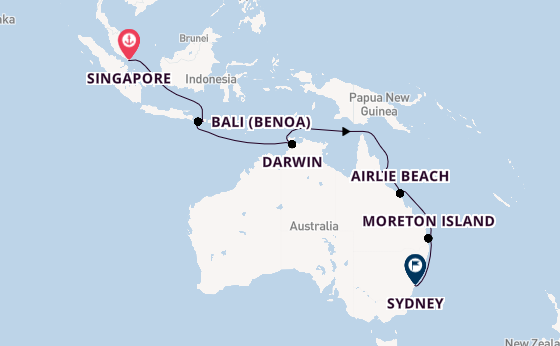 Australia from Singapore, Singapore with the Carnival Splendor