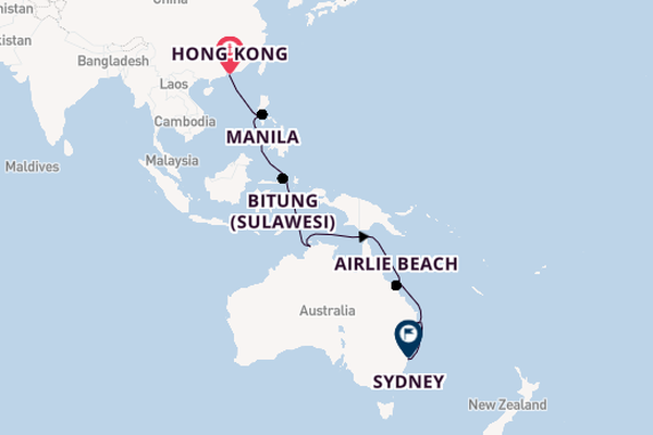 Australia from Hong Kong, China with the Queen Anne