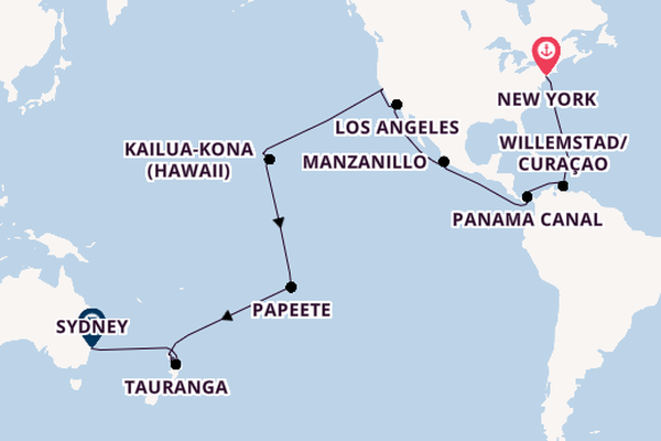 Transpacific from New York, USA with the Queen Mary 2