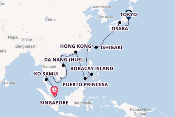 Southeast Asia from Singapore, Singapore with the Noordam