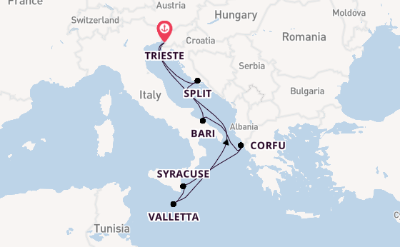 Mediterranean from Trieste, Italy with the Costa Deliziosa