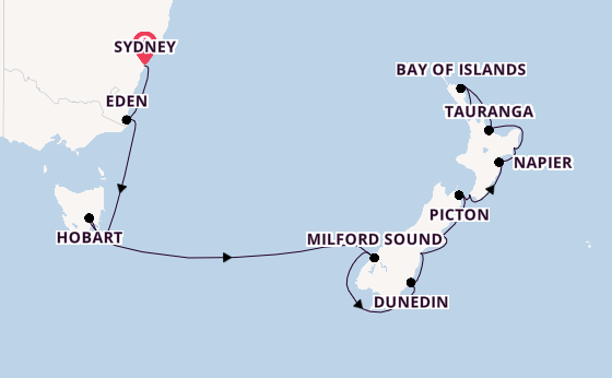 Nieuw Zeeland vanaf Sydney, Australië met de Azamara Pursuit