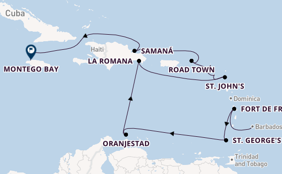 Caribbean vanaf Bridgetown met AIDAbella