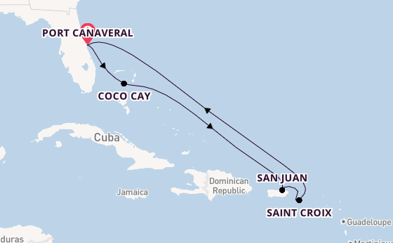Caribbean from Port Canaveral, Florida, USA with the Adventure of the Seas