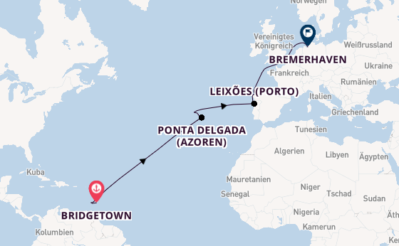 Südliche Karibik ab Bridgetown, Barbados auf der Mein Schiff 2