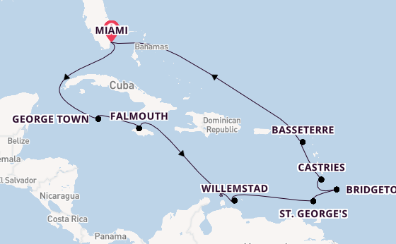 Caribbean vanaf Miami, Verenigde Staten met de Vista
