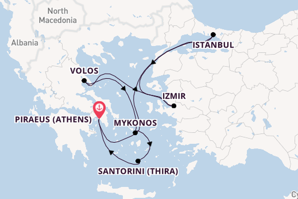 Eastern Mediterranean from Piraeus (Athens), Greece with the Costa Fortuna