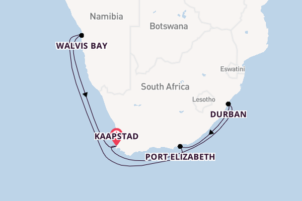 Zuid-Afrika vanaf Kaapstad, Zuid-Afrika met AIDAblu