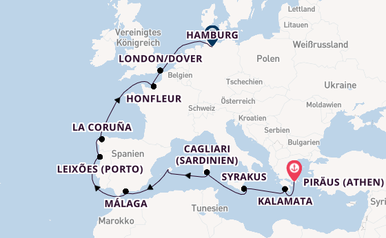 Mittelmeer ab Piräus (Athen), Griechenland auf der VASCO DA GAMA