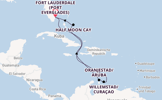Karibik ab Fort Lauderdale (Port Everglades), USA auf der Nieuw Amsterdam