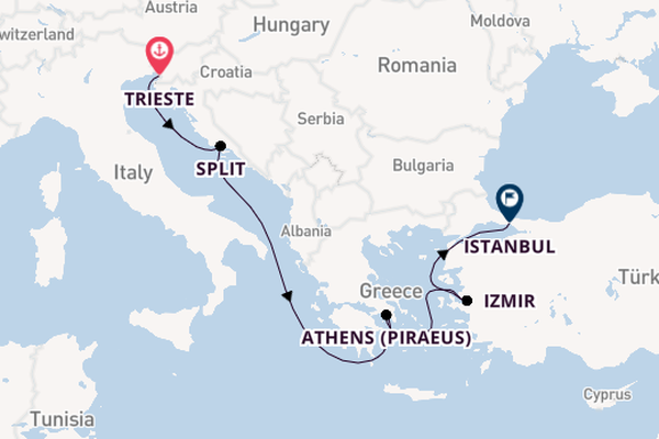 Mediterranean Sea from Trieste, Italy with the MSC Splendida