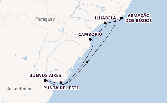 Südamerika ab Rio de Janeiro, Brasilien auf der MSC Splendida