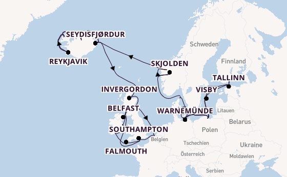Britische Inseln ab Kopenhagen, Dänemark auf der Regal Princess