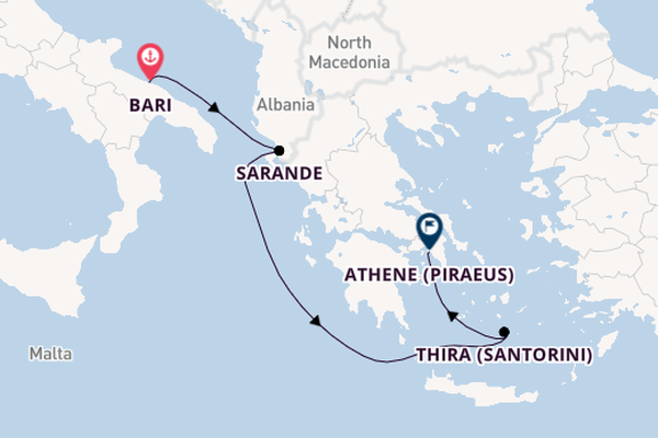 Oostelijke Middellandse Zee vanaf Bari, Italië met de EXPLORA II