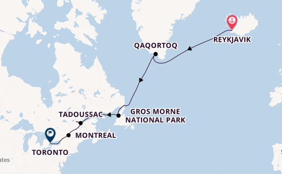 trans-Atlantisch vanaf Reykjavik, IJsland met de Le Bellot