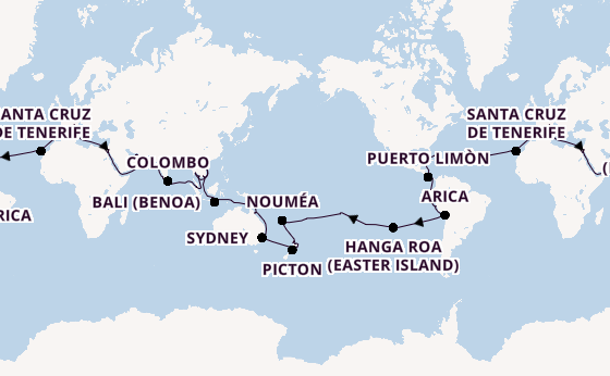 Round-the-World Trip from Marseille, France with the MSC Magnifica