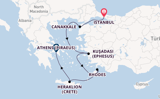 Eastern Mediterranean from Istanbul, Turkey with the Viking Jupiter