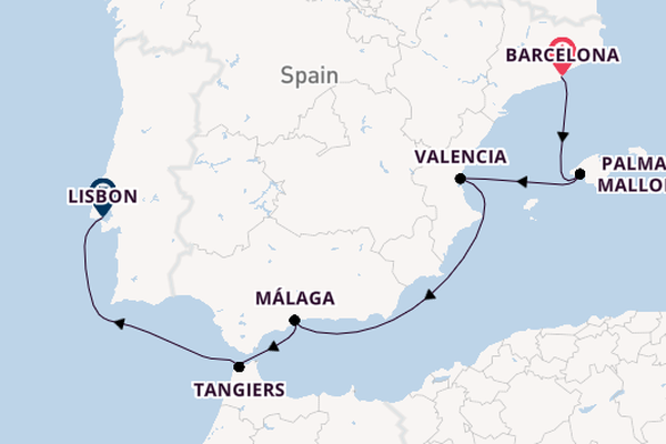 Western Mediterranean from Barcelona, Spain with the Oosterdam