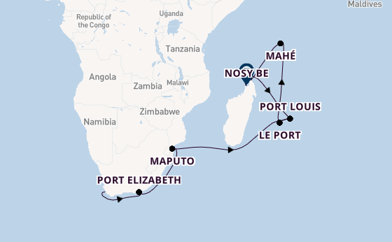 Indische Oceaan vanaf Kaapstad, Zuid-Afrika met AIDAblu
