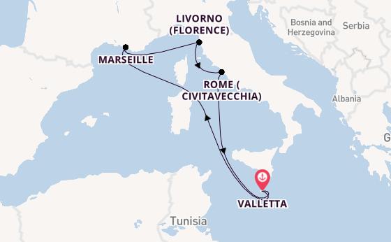 Western Mediterranean from Valletta, Malta with the Azura
