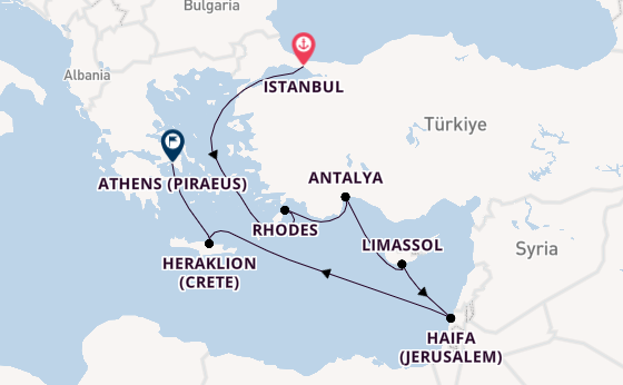 Eastern Mediterranean from Istanbul, Turkey with the Allura