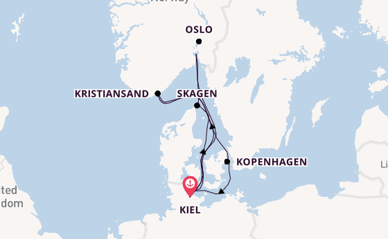 Noorwegen vanaf Kiel, Duitsland met AIDAbella