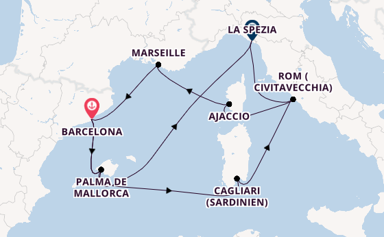 Westliches Mittelmeer ab Barcelona auf AIDAcosma