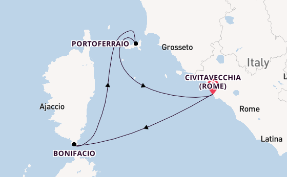 Westelijke Middellandse Zee vanaf Civitavecchia (Rome), Italië met de Royal Clipper