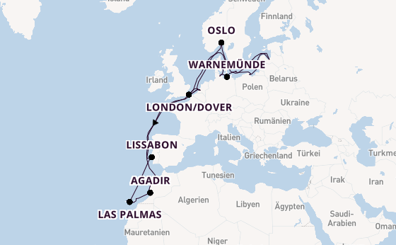 Kanarische Inseln ab Rotterdam, Niederlande auf der Nieuw Statendam
