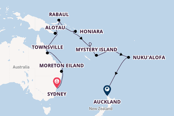 Zuidelijke Stille Oceaan vanaf Sydney, Australië met de Westerdam