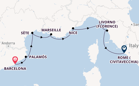 Western Mediterranean from Barcelona, Spain with the Sonata (Oceania)