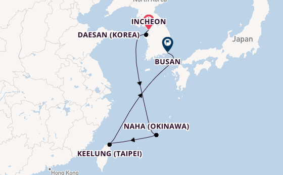 Oost-Azië vanaf Incheon, Zuid-Korea met de Costa Serena