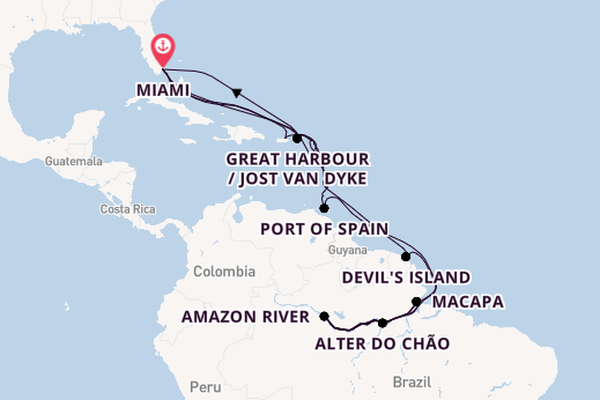 Caribbean from Miami, Florida, USA with the Seabourn Quest