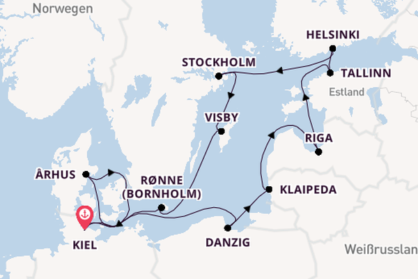 Ostsee ab Kiel, Deutschland auf der Mein Schiff 7