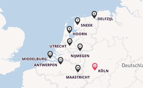 Rhein ab Köln, Deutschland auf der MS VistaGracia