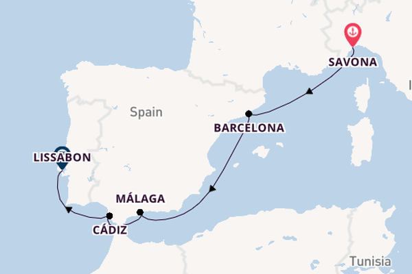 Westelijke Middellandse Zee vanaf Savona, Italië met de Costa Diadema